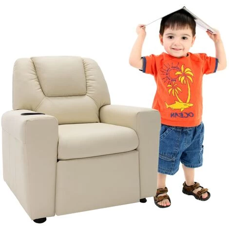 YOUTHUP Fauteuil Inclinable Pour Enfants Similicuir Blanc Crème - Blanc 4 YOUTHUP Fauteuil Inclinable Pour Enfants Similicuir Blanc Crème - Blanc – Image 2