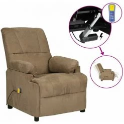 YOUTHUP Fauteuil De Massage Inclinable électrique Taupe Similicuir Daim - Taupe