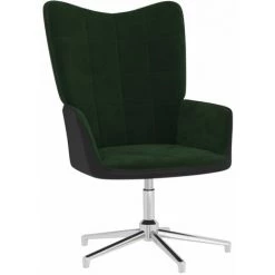 YOUTHUP Chaise De Relaxation Vert Foncé Velours Et PVC - Vert