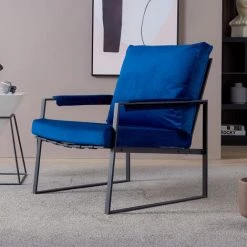 Fortuna Lai Fauteuil TV, Fauteuil Relax, Fauteuil Simple Relax Moderne Avec Coussin En Velours, Facile à Assembler Et Durable, 70 * 82 * 74cm, Bleu