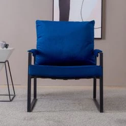 Fortuna Lai Fauteuil TV, Fauteuil Relax, Fauteuil Simple Relax Moderne Avec Coussin En Velours, Facile à Assembler Et Durable, 70 * 82 * 74cm, Bleu -Pas Cher Fauteuil Magasin 55268093 3