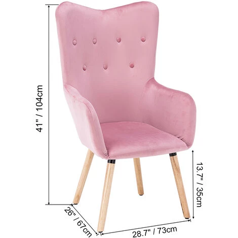 AUGIENB Chaises De Visiteur Design Scandinave Accoudoirs Ergonomiques Fauteuil Canapé Chaise Scandinave Rose 70 X 67 X 75cm 4 AUGIENB Chaises De Visiteur Design Scandinave Accoudoirs Ergonomiques Fauteuil Canapé Chaise Scandinave Rose 70 X 67 X 75cm – Image 2