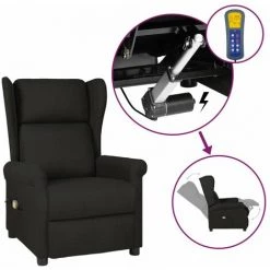 Fauteuil Inclinable De Massage Électrique Tissu Noir VidaXL
