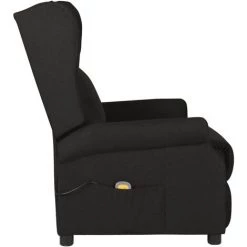 Fauteuil Inclinable De Massage Électrique Tissu Noir VidaXL -Pas Cher Fauteuil Magasin 55300215 4