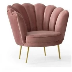 WEBMARKETPOINT Fauteuil Shell En Velours D'orel Rose