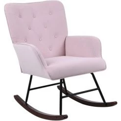 AUGIENB Chaises De Visiteur Design Scandinave Accoudoirs Ergonomiques Fauteuil à Bascule Scandinave Grand Confort Rose 65 X 96 X 91 Cm