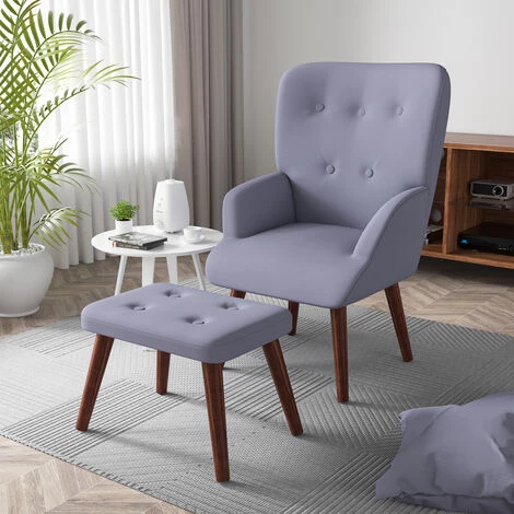 AUGIENB Chaises De Visiteur Design Scandinave Accoudoirs Ergonomiques Fauteuil Canapé Chaise Scandinave Avec Repos Pied 68 X 77 X 92cm Gris 3 AUGIENB Chaises De Visiteur Design Scandinave Accoudoirs Ergonomiques Fauteuil Canapé Chaise Scandinave Avec Repos Pied 68 X 77 X 92cm Gris
