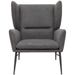 MILIBOO Fauteuil Design En Métal Et Tissu Effet Velours Texturé Gris Foncé COME - Gris Foncé Velours
