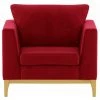 SLF24 Fauteuil Gosena Wood In Moderne Style - Rouge - Velluto 7 - Rouge - Velluto 7