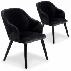 Paris Prix - Lot De 2 Fauteuils En Velours "yugnat" 85cm Noir