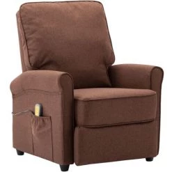 INLIFE Fauteuil Inclinable électrique De Massage Marron Tissu