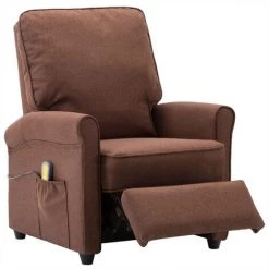 INLIFE Fauteuil Inclinable électrique De Massage Marron Tissu -Pas Cher Fauteuil Magasin 55641117 4