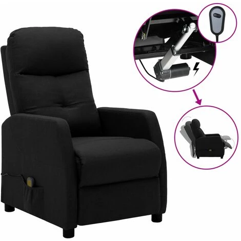 INLIFE Fauteuil Inclinable électrique De Massage Noir Tissu 4 INLIFE Fauteuil Inclinable électrique De Massage Noir Tissu – Image 2