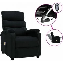 INLIFE Fauteuil Inclinable électrique De Massage Noir Tissu -Pas Cher Fauteuil Magasin 55641333 2