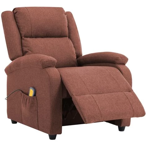 INLIFE Fauteuil Inclinable électrique De Massage Marron Tissu 5 INLIFE Fauteuil Inclinable électrique De Massage Marron Tissu – Image 3