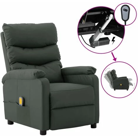 INLIFE Fauteuil Inclinable électrique De Massage Gris Similicuir 4 INLIFE Fauteuil Inclinable électrique De Massage Gris Similicuir – Image 2