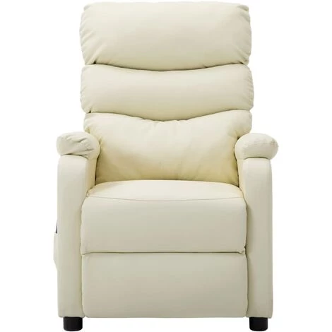 INLIFE Fauteuil Inclinable électrique De Massage Crème Similicuir 3 INLIFE Fauteuil Inclinable électrique De Massage Crème Similicuir