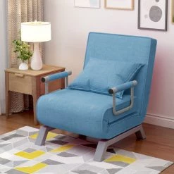 AZKOEESY Fauteuil-lit Convertible, Fauteuil Pliant Avec Coussin, Siège Rembourré, Chaise Longue De Loisirs Pour Maison, Bureau, Bleu 10 AZKOEESY Fauteuil-lit Convertible, Fauteuil Pliant Avec Coussin, Siège Rembourré, Chaise Longue De Loisirs Pour Maison, Bureau, Bleu -Pas Cher Fauteuil Magasin 55847911 4