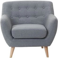 BELIANI Fauteuil En Tissu Tapissé Gris - Gris -Pas Cher Fauteuil Magasin 5588058 4
