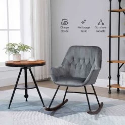 MH Fauteuil à Bascule DENVER Gris -Pas Cher Fauteuil Magasin 55881067 5
