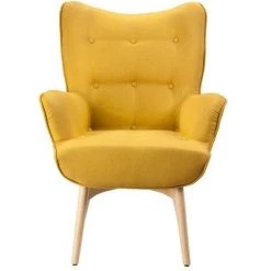 VENTE-UNIQUE.COM Fauteuil Avec Repose-pieds ESBEN En Tissu - Jaune - Jaune -Pas Cher Fauteuil Magasin 55881159 4