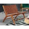 VENTE-UNIQUE.COM Fauteuil TAIKA En Teck Massif Et Cuir Effet Vieilli - Marron -Pas Cher Fauteuil Magasin 55881196 1