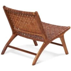 VENTE-UNIQUE.COM Fauteuil TAIKA En Teck Massif Et Cuir Effet Vieilli - Marron -Pas Cher Fauteuil Magasin 55881196 5