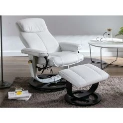 VENTE-UNIQUE.COM Fauteuil Massant JULIO II En Cuir - Blanc - Blanc -Pas Cher Fauteuil Magasin 55881422 2