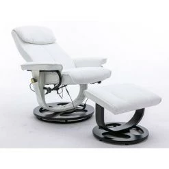 VENTE-UNIQUE.COM Fauteuil Massant JULIO II En Cuir - Blanc - Blanc -Pas Cher Fauteuil Magasin 55881422 5