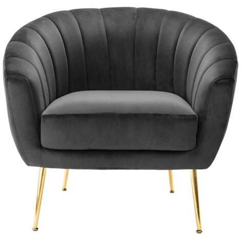 VENTE-UNIQUE.COM Fauteuil Cabriolet En Velours PABLITO - Anthracite - Gris Anthracite 5 VENTE-UNIQUE.COM Fauteuil Cabriolet En Velours PABLITO - Anthracite - Gris Anthracite – Image 3