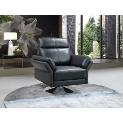VENTE-UNIQUE.COM Fauteuil Pivotant En Cuir De Buffle LICEU - Noir - Noir