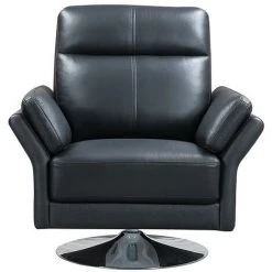 VENTE-UNIQUE.COM Fauteuil Pivotant En Cuir De Buffle LICEU - Noir - Noir -Pas Cher Fauteuil Magasin 55881484 4