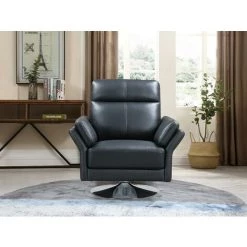 VENTE-UNIQUE.COM Fauteuil Pivotant En Cuir De Buffle LICEU - Noir - Noir -Pas Cher Fauteuil Magasin 55881484 5