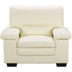 VENTE-UNIQUE.COM Fauteuil En Cuir De Buffle MIMAS - Ivoire - Ivoire