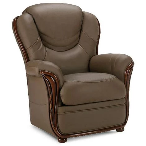 VENTE-UNIQUE.COM Fauteuil 100% Cuir De Buffle ADELAIDE - Taupe - Taupe 3 VENTE-UNIQUE.COM Fauteuil 100% Cuir De Buffle ADELAIDE - Taupe - Taupe