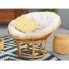 VENTE-UNIQUE.COM Fauteuil Rond En Rotin AKAROA - Coloris Miel - Naturel Clair, Blanc