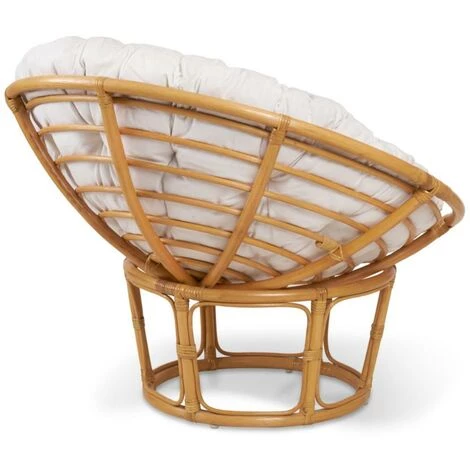 VENTE-UNIQUE.COM Fauteuil Rond En Rotin AKAROA - Coloris Miel - Naturel Clair, Blanc 5 VENTE-UNIQUE.COM Fauteuil Rond En Rotin AKAROA - Coloris Miel - Naturel Clair, Blanc â Image 3