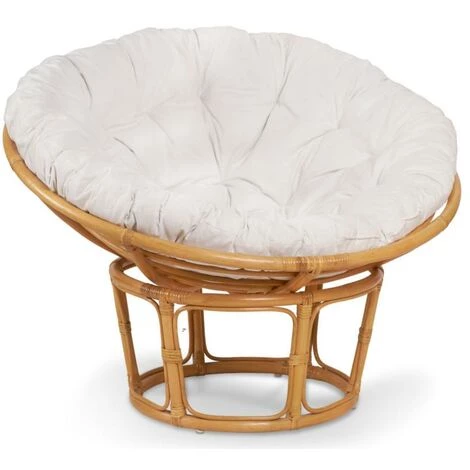 VENTE-UNIQUE.COM Fauteuil Rond En Rotin AKAROA - Coloris Miel - Naturel Clair, Blanc 6 VENTE-UNIQUE.COM Fauteuil Rond En Rotin AKAROA - Coloris Miel - Naturel Clair, Blanc â Image 4