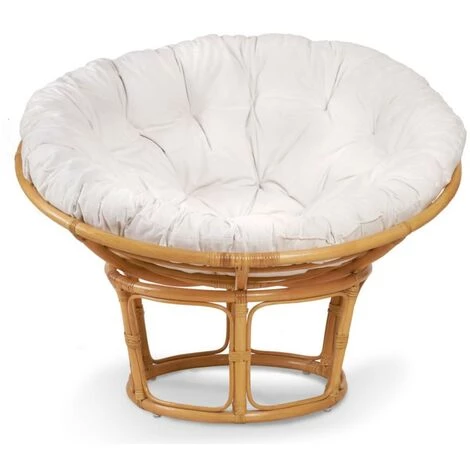 VENTE-UNIQUE.COM Fauteuil Rond En Rotin AKAROA - Coloris Miel - Naturel Clair, Blanc 7 VENTE-UNIQUE.COM Fauteuil Rond En Rotin AKAROA - Coloris Miel - Naturel Clair, Blanc â Image 5