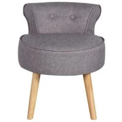 VENTE-UNIQUE.COM Petit Fauteuil Crapaud SAVEA En Tissu - Gris Chiné - Gris -Pas Cher Fauteuil Magasin 55882505 2