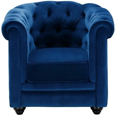 VENTE-UNIQUE.COM Fauteuil CHESTERFIELD - Velours Bleu Roi - Bleu Roi 4 VENTE-UNIQUE.COM Fauteuil CHESTERFIELD - Velours Bleu Roi - Bleu Roi â Image 2