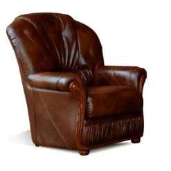 VENTE-UNIQUE.COM Fauteuil 100% Cuir De Buffle DAPHNE - Marron - Marron Chocolat