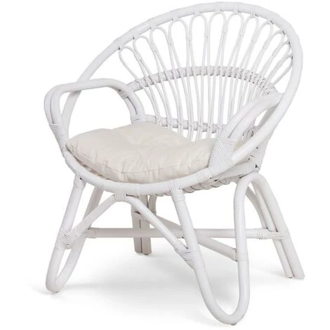 VENTE-UNIQUE.COM Fauteuil COROMANDEL En Rotin - Blanc - Blanc 4 VENTE-UNIQUE.COM Fauteuil COROMANDEL En Rotin - Blanc - Blanc – Image 2