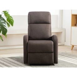 VENTE-UNIQUE.COM Fauteuil Relax En Tissu ISAO - Marron - Marron Chocolat 10 VENTE-UNIQUE.COM Fauteuil Relax En Tissu ISAO - Marron - Marron Chocolat -Pas Cher Fauteuil Magasin 55882645 4