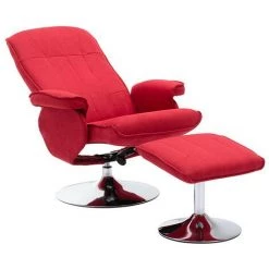 VENTE-UNIQUE.COM Fauteuil De Relaxation Et Son Repose Pieds En Microfibre Rouge MIMOSA II - Rouge -Pas Cher Fauteuil Magasin 55882809 5