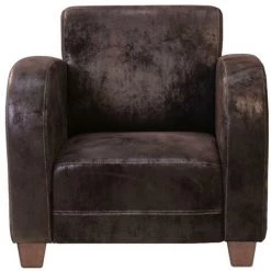 VENTE-UNIQUE.COM Fauteuil Club En Microfibre Aspect Cuir Vieilli MADIE - Marron - Marron -Pas Cher Fauteuil Magasin 55882905 4