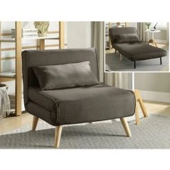 VENTE-UNIQUE.COM Fauteuil Convertible POSIO En Tissu - Taupe - Taupe
