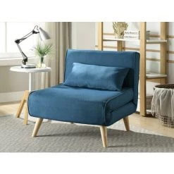 VENTE-UNIQUE.COM Fauteuil Convertible POSIO En Tissu - Bleu - Bleu -Pas Cher Fauteuil Magasin 55883961 3