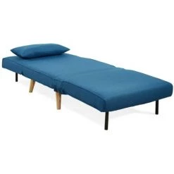 VENTE-UNIQUE.COM Fauteuil Convertible POSIO En Tissu - Bleu - Bleu -Pas Cher Fauteuil Magasin 55883961 5