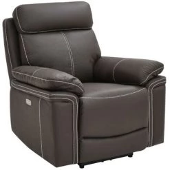 VENTE-UNIQUE.COM Fauteuil Relax électrique En Cuir ISIRIS - Marron - Marron Chocolat -Pas Cher Fauteuil Magasin 55884061 2